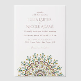 Emerald Green Wild Amazonewoud Mandala bruiloft Vellum Uitnodigingen