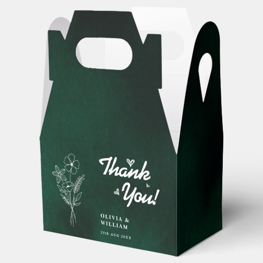 Emerald Green Wildflower Wedding Thank You Bedankdoosjes (Geopend)