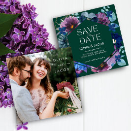 Emerald Green Winter Dark Moody bloemenbruiloft Save The Date