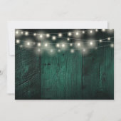 Emerald Green Wood String Lights Trouwfoto Kaart (Achterkant)