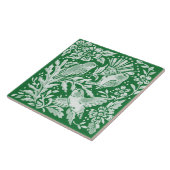 Emerald Green Woodland Bird Intricate Floral Art Tegeltje (Zijkant)