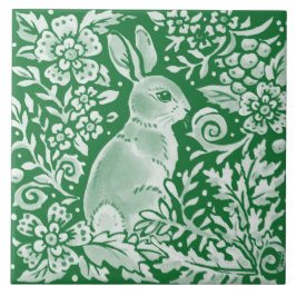 Emerald Green Woodland Bunny Rabbit Intricate Tegeltje