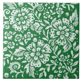 Emerald Green Woodland Chinoiserie Floral Tegeltje