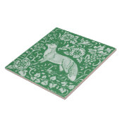 Emerald Green Woodland Cute Fox Intricate Floral Tegeltje (Zijkant)