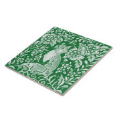 Emerald Green Woodland Cute Fox Intricate Floral Tegeltje (Zijkant)