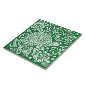 Emerald Green Woodland Turtle Intricate Floral Tegeltje (Zijkant)