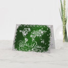 Emerald Green WORLD PEACE Diamonds PERSONALIZED Feestdagen Kaart