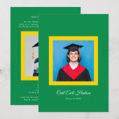 Emerald Green Yellow White High School Photo Grad Aankondiging (Voorkant / Achterkant)