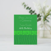 Emerald Green Zebra Pattern Birthday Invitation Kaart (Staand voorkant)