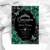 Emerald Green Zilver Zwart Quinceanera Kaart