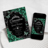 Emerald Green Zilver Zwart Quinceanera Kaart