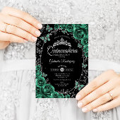 Emerald Green Zilver Zwart Quinceanera Kaart