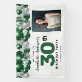 Emerald Green Zilveren Ballon Glitter Foto Welkom Spandoek (Verticaal)