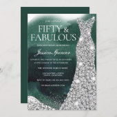 Emerald Green & Zilveren Gown 50ste Verjaardagsfee Kaart (Voorkant / Achterkant)
