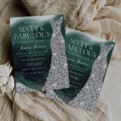 Emerald Green & Zilveren Gown 60ste Verjaardagsfee Kaart