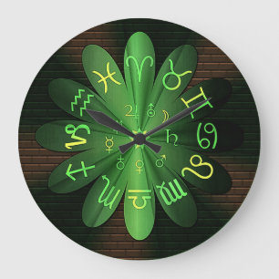 Emerald Green Zodiac Astrology Symbols Wall klok