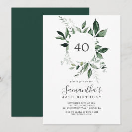 Emerald Greenery 40th Birthday Kaart