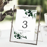Emerald Greenery 5x7"-tabelnummer Kaart<br><div class="desc">Dit emerald greenery 5x7' tafelnummer is perfect voor een boho bruiloft. Het elegante maar rustige ontwerp is voorzien van rooddonkergroene waterverf bladeren en eucalyptus met een modern boeienbos. De prints op de voor- en achterzijde van de kaart (dubbelzijdig). De punten worden gedrukt precies aangezien zij op het uw scherm verschijnen...</div>