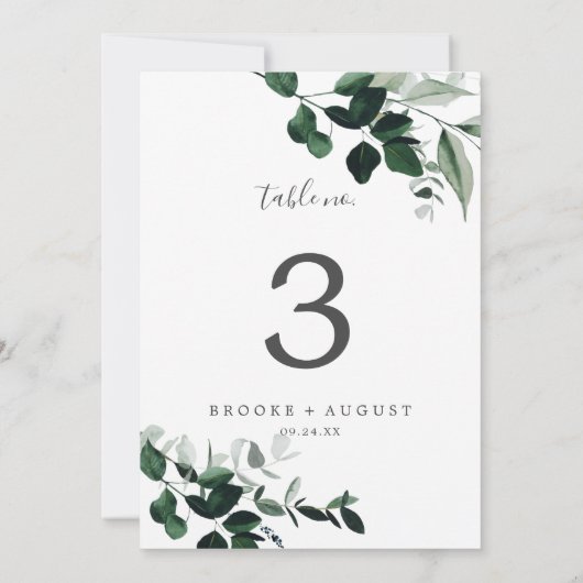 Emerald Greenery 5x7"-tabelnummer Kaart (Achterkant)