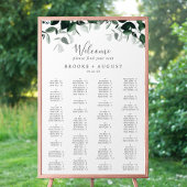 Emerald Greenery Alfabetical Seating Chart Poster