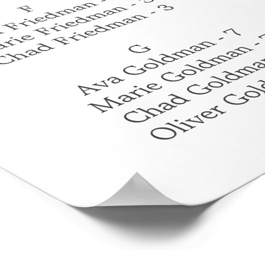 Emerald Greenery Alfabetical Seating Chart Poster (Hoek)