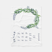 Emerald Greenery Baby Maandelijkse mijlpaal Fleece Deken (Voorkant)