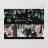 Emerald Greenery Black 3 Foto bedankt Briefkaart (Voorkant)