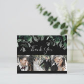 Emerald Greenery Black 3 Foto bedankt Briefkaart (Staand voorkant)