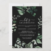 Emerald Greenery | Black Let's Celebrate Kaart (Voorkant)