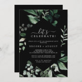 Emerald Greenery | Black Let's Celebrate Kaart (Voorkant / Achterkant)