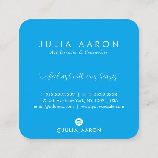 Emerald Greenery Blue waterverf Abstract script Vierkante Visitekaartje (Achterkant)