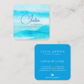 Emerald Greenery Blue waterverf Abstract script Vierkante Visitekaartje (Voorkant / Achterkant)