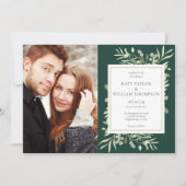 Emerald Greenery Botanical Gold Photos Wedding Kaart