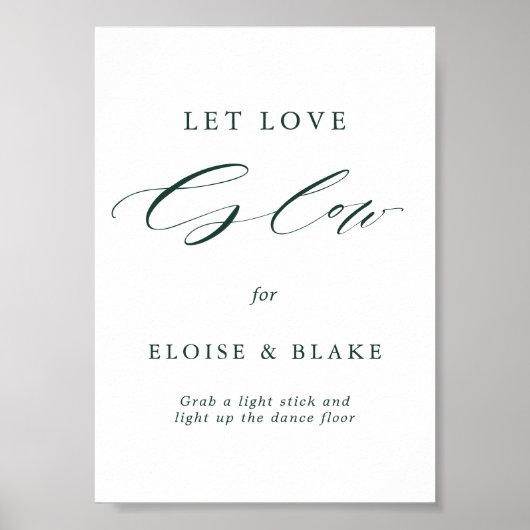Emerald Greenery Botanical Laat Liefde Glow Poster (Voorkant)