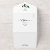 Emerald Greenery Botanical Wedding Details RSVP All In One Uitnodiging (Buitenkant)