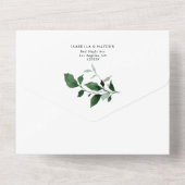 Emerald Greenery Botanical Wedding Details RSVP All In One Uitnodiging (Achterkant)