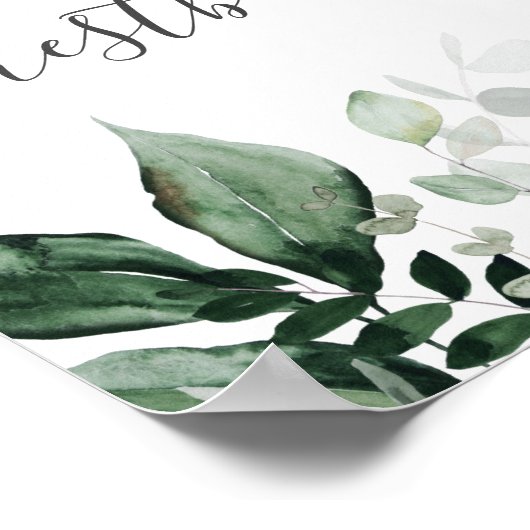 Emerald Greenery Botanical Wedding Guestbook Sign Poster (Hoek)