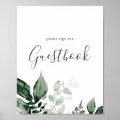 Emerald Greenery Botanical Wedding Guestbook Sign Poster (Voorkant)