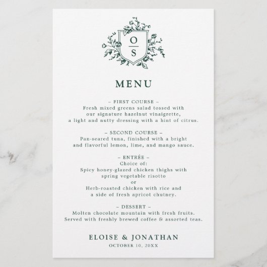 Emerald Greenery  Botanisch Trouwmenu (Voorkant)