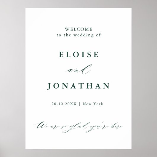 Emerald Greenery  Botanische bruiloft Welkom Poster (Voorkant)