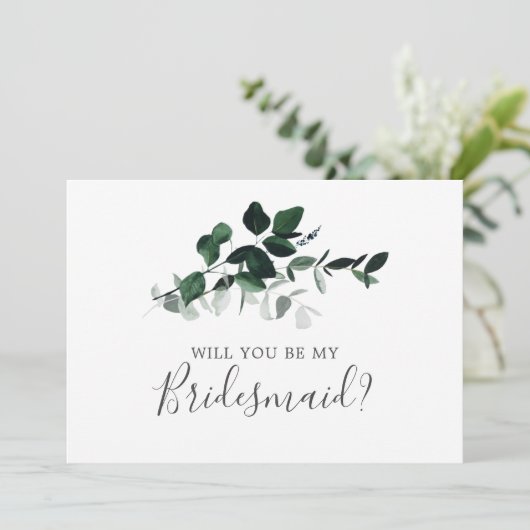 Emerald Greenery Bridesmaid proposal Kaart (Staand voorkant)