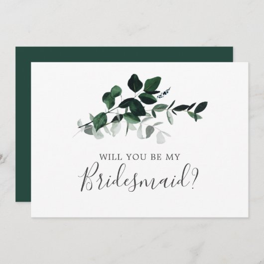 Emerald Greenery Bridesmaid proposal Kaart (Voorkant / Achterkant)