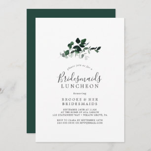 Emerald Greenery Bridesmaids Luncheon Kaart