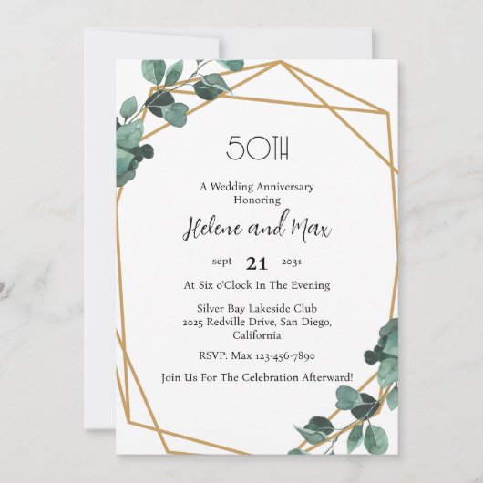 Emerald Greenery bruiloft Jubileum Uitnodigingen (Voorkant)