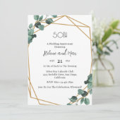 Emerald Greenery bruiloft Jubileum Uitnodigingen (Staand voorkant)