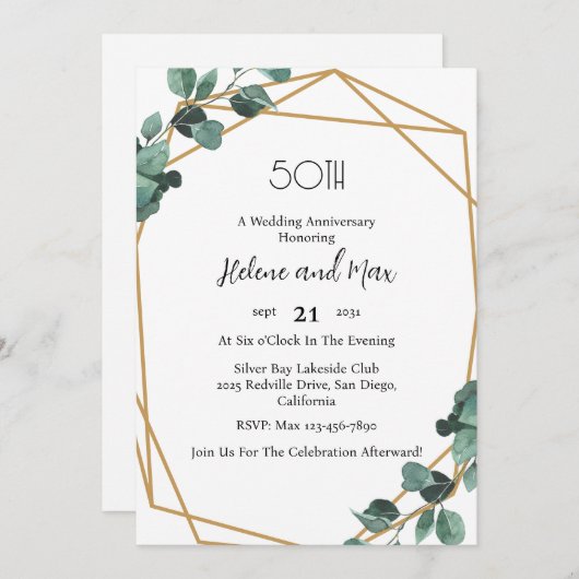 Emerald Greenery bruiloft Jubileum Uitnodigingen (Voorkant / Achterkant)