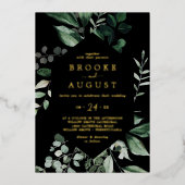 Emerald Greenery | Casual goudolieruwbinding Folie Uitnodiging (Voorkant)