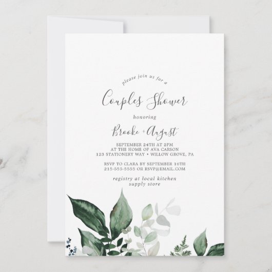 Emerald Greenery Couples Shower Kaart (Voorkant)
