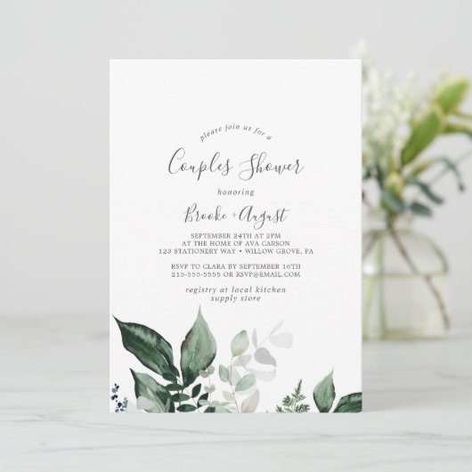 Emerald Greenery Couples Shower Kaart (Staand voorkant)