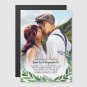 Emerald Greenery Custom Photo Wedding Magnetische Uitnodiging (Voorkant / Achterkant)